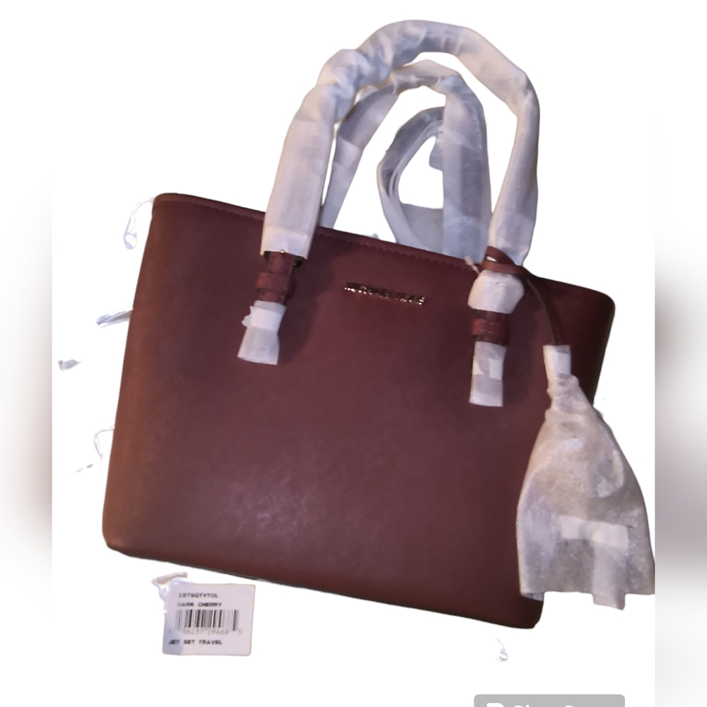 Michael Kors Jet Set Travel XS Saffiano Leather in Dark Cherry Crossbody - Picture 5 of 13